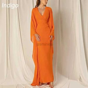 Городские сексуальные платья индиго выпускное платье русалочка с длинным рукавом v-образным вырезом простые элегантные вечерние платье 2024 года для женщин Vestido de Gala 24410