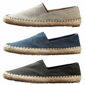 kinesisk stil canvas skor män sommar ny linne en slip-lata casual skor gamla beijing skor andningsbara vintage trend loafers l58o#