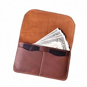 Riyao Wallet للرجال حامل بطاقة Slim Lg Wallet خمر الجلود الأصلية ناعمة عالية الجودة المرأة محفظة بني داكن حقيبة MEY MAN M58L#