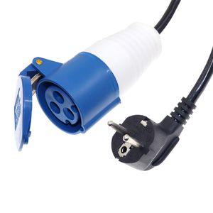 EU Schuko -Stecker an IEC309 316C6 Netzkabel, Schließen Sie den 316p6 -Stecker und den Euro CEE7/3 -Auslasssteck, 16A 250 V, 1,5 -mm -Drahtmessstich an