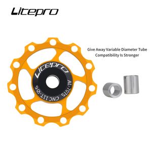 Litepro 11t 13Tアルミニウム合金ジョッキーホイールリアデレイラープーリーメタルスチールベアリングガイドMTBロード自転車用プーリー