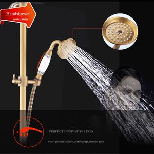 Antique Brass Shower Bath Faucet Sets Wall Mounted EXposed 8" Rainfall Shower Mixers with Sliding Soap Dish / Handshower