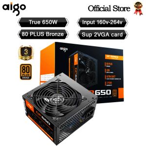 Suprimentos AIGO gp650 fonte max 850w Fonte de alimentação 80PLUS Bronze PSU PFC Silent Fan ATX 24pin 12V PC Gaming de computador PC Fonte de alimentação para BTC