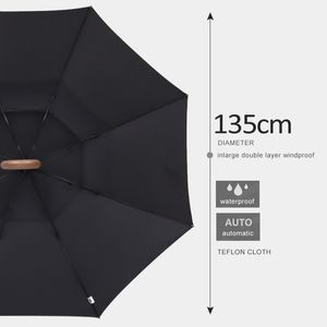 Parachase grandi ombrelli uomini antivento 135 cm a doppio strato golf ombrellas pioggia 8k ultra-large paraguas manico in legno grande ombrello