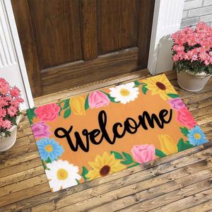 Tapetes de boas -vindas portão de tapete cozinha absorvente piso de primavera de floreira de floresta decoração de sala de estar 45x75cm
