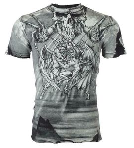 Mens TShirt WALKING DEAD Skulls SAND Tattoo Motorcycle Biker AFF Xtreme Couture by Affliction Biker MMA Gym tops S5XL5393846