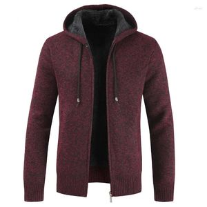 メンズセーター2024フード付き秋の冬ウォームカシミアウールジッパーカーディガンコートBlusa de Frio Masculino