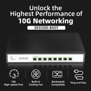 Anahtarlar Xikestor 10 Gigabit Ethernet Switch 8*10Gbps RJ45 Port Network Fiş ve 10GBE 10GB 10000Mbps 10g Yönetilmeyen Anahtar oynatın