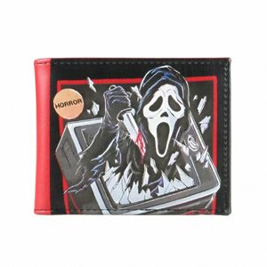 skräck spöke ansikte plånbok läder kort plånbok mey clip multi-kort korthållare horistal plånbok mynt mynt handväska gåva för 02rt#