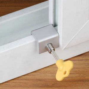 1 pcs Finestra scorrevole regolabile in alluminio Stop blocchi di sicurezza Frame di sicurezza Blocco con le chiavi Finestra di sicurezza della sicurezza dell'ufficio Home Office