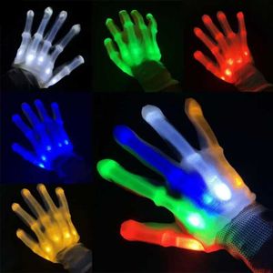 LED RAVE TOY LED-handskar Ljusparti Leveranser handskar Multicolor Ultra-Bright Glove för Halloween Christmas Thanksgiving Glitter Toy 240410