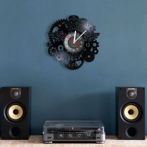 Steampunk Owl Wall Art Wall Clock Vintage Vinyl Record zegar Home Decor Gear Cog Night Owl Steamperpunk Spersonalizowany zegarek ścienny