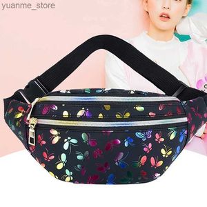 Sport Bags Butterfly printed waist bag for women Fanny bag colorful girl homeless bag travel childrens cartoon belt holiday mobile phone bag wallet Y240410