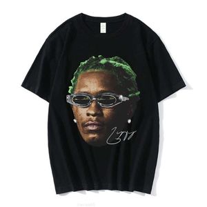 T-shirt de algodão puro de verão de 24sss para masculino Hip Hop American Rap Singer Retrato Impressão Marca da moda Mangas curtas