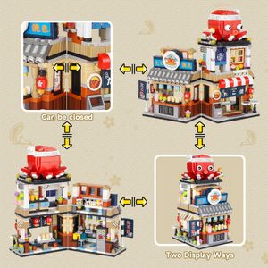 Loz Mini Japanese Street View Braised Octopus Shop Building Block Creative Rakad Ice Store Architecture Bricks Kids Toys Presents