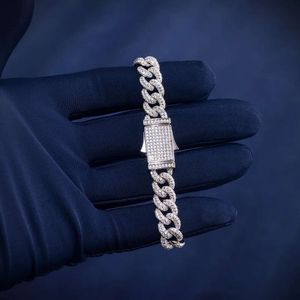 Passera diamanttestare 10mm kubansk länkarmband VVS Moissanite Custom Silver för män