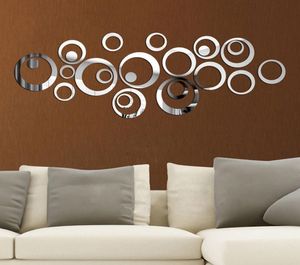 24pcsSet 3D DIY Circles Wall Sticker Decoration spegel väggklistermärken för TV bakgrund heminredning akryl dekoration vägg konst6582164