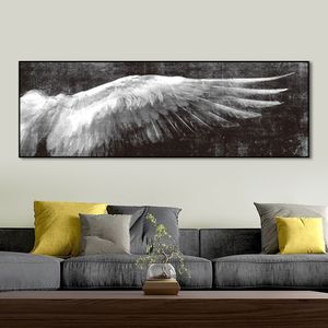 北欧の装飾的な白い天使の翼ヴィンテージウォールアートキャンバスペインティングウィングピクチャーポスターとリビングルームの寝室の装飾のためのプリント