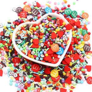 Valentine's Day Polymer Clay Sprinkle M Bean Lip Kiss Red Love Heart Hot Clay Nail Art DIY Crystal Slime Filling Accessories 10g
