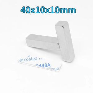 1/2/5/10/15pcs 40x10x10mm Spesso a blocco magneti magnetici super forti con nastro 3M 40x10x10 Magnet neodimio di terra rara 40*10*