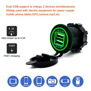 Neue Ankunft Zigarette Leichter Socket Splitter 12V-24V 2 Port USB-Auto-Ladegerät 5V 4.2A Ausgang mit LED-Lichtstromadapter