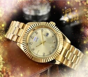 Beliebte Männer 3 Zeiger Uhren Tag Datum Uhrzeit WOCHE WOMENS MEN'S Clock Edelstahlgurt importiert Quarz Bewegung Kette Armband Uhrengeschenke