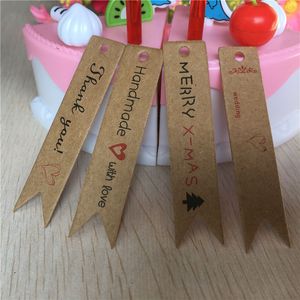 200Pcs/Lot Long Strip Design Brown White Hanging Kraft Paper Tags For Engagement Flower Ornament Price Label Note Handcraft Tags