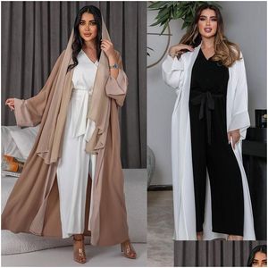 Ubranie etniczne muzułmańska moda kardigan szyfonowy garnitur na Bliskim Wschodzie Arabian Abaya i kombinezon Elegancki dwa elementy zestaw Dubai Dhhlw