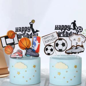 1set/saco de basquete de basquete futebol da festa de parabéns bandeira de parabéns bolo de bolo para crianças menino festas de aniversário decoração de bolo suprimentos