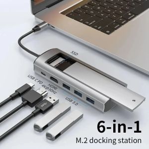 Hubs USB 3.0 Tip C Hub M.2 SSD NVME SATA HUB PD 100W Hızlı Şarj Dock İstasyonu 4K 30Hz MacBook dizüstü bilgisayar için adaptör