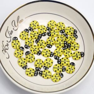 9*13mm Yellow Resin Flat-Back Ladybug Patch Child Gifts Wedding Party Mailbox Decor DIY Ornaments Clothing Accessories 30/100pcs