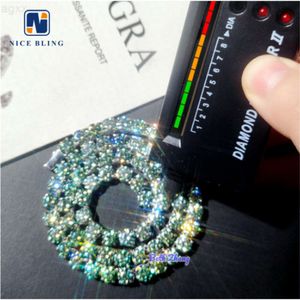 Trendy Hip Hop Tennis Chain 925 Silver Jewelry Fashion 5mm Blue Green Moissanite Tennis Necklace Bracelets for Men and Women