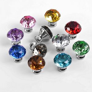 1pcs / 5pcs 30mm Diamond Shape Design Crystal Glass Knobs Cupboard Drawer Pull Kitchen Cabinet Door Wardrobe Handles Hardware