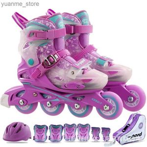 Inline Roller Skates Dual-use Children Adjustable Size Roller Skates Boys Girls Full Set Kids Inline Skating Combo Set 4 Wheels Shoes Y240410