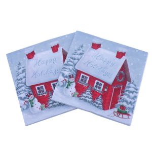 20pcs/Lot New Style Christmas House Serweczki jasne serwetki papierowe do Wesołych Świąte