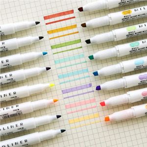 1pc Zebra Mildliner Marker WKT7 Duas lados de pé/oblíquo de 15 cores suaves para escolher o escritório e o suprimento escolar