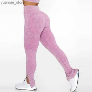 Yoga Kıyafetleri Sıcak Satış Kadın Scrunch Ganimet Boya Geri Dönüşümlü Yoga Pantolon Push Sportswear Fitness Sıkı Egzersiz Mermer Taytlar Y240410