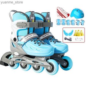 Inline Roller Skates 2024 New Inline Roller Skates Adults Sneakers With 4 Wheels Shoes Knee Elbow Pads Helmet Package Kids Boys Girls Outdoor Skating Y240410