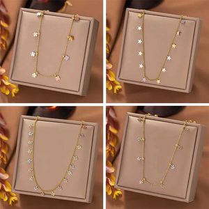 Pendant Necklaces 316L Stainless Steel Neck Choker Chain For Women Four Leaf Clovers Snake Necklace 2023 New Trend Charm Jewelry Birthday Gift 240410