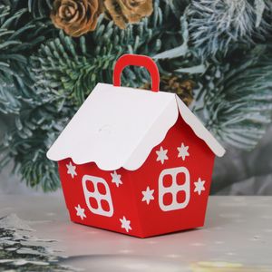 10pcs noel ev şekli şeker çantaları Noel hediye kutusu kurabiye çantaları ambalaj kutuları Noel ağacı kolye parti dekorasyonları