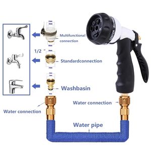 Ny slitstödd teleskopsslang Flexibel trädgårdsvattningslang Multifunktionell vattenpistolhushåll Högtrycksrengöring