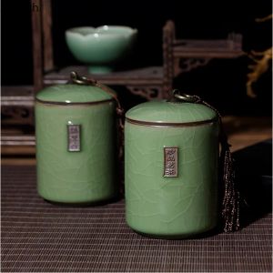 Ceramic Jar Tea Caddy Sealed Jar Storage Tank Candy Jars Tea Box Tea Container Home Organizer Food Storage Box Decorative Jars