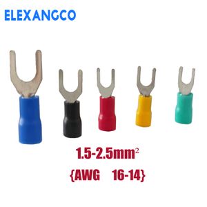 100st SV2 Series Isolated Fork Spade U-Type Wire Connector Electrical Crimp Terminal för 16-14Awg 1,5-2,5 mm kabel