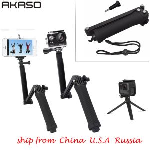 Monopods Akaso Çok Fonksiyonlu Handheld Tripods Selfie Stick 3 İPhone Samsung Spor Kamerası için 1 Arada 1 Uzatılabilir Monopod Selfie Stick