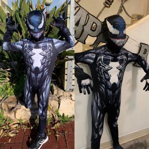 Venom Superhero Cosplay Costume Bodysuit de traje para crianças Aldult Halloween Cosplay Fantas