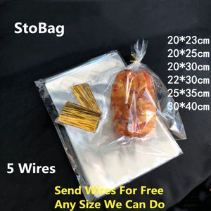 STOBAG 100PCS CLEAR FLAC OPPAR PALALTIC SACKS Прозрачный хлеб печенье Food Bean Candy Мыло упаковка DIY подарочный пакет DIY