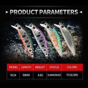 Mini Minnows Fishing Przynęty 50 mm 48g Zatopanie pesca Peche Trout Wobbler Hard Bait Carp 240401