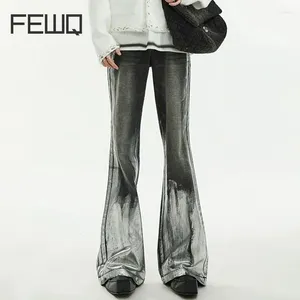 Men's Jeans FEWQ Patchwork Personality Contrast Color Pockets Male Denim Light Flare Pants American Style Spring 24X6122