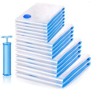 Förvaringspåsar 5st vakuum utrymme sparar tätningspåse med handpump för täcken handdukskläder kudde sängkläder filt