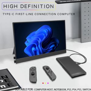 Monitörler 15.6 '' Ultra İnce Taşınabilir Monitör FHD 1080p Dizüstü bilgisayar PC Telefon Anahtarı PS4 PS için İKİ SAĞLIK İkinci Ekranlı Harici Ekran PS4 PS